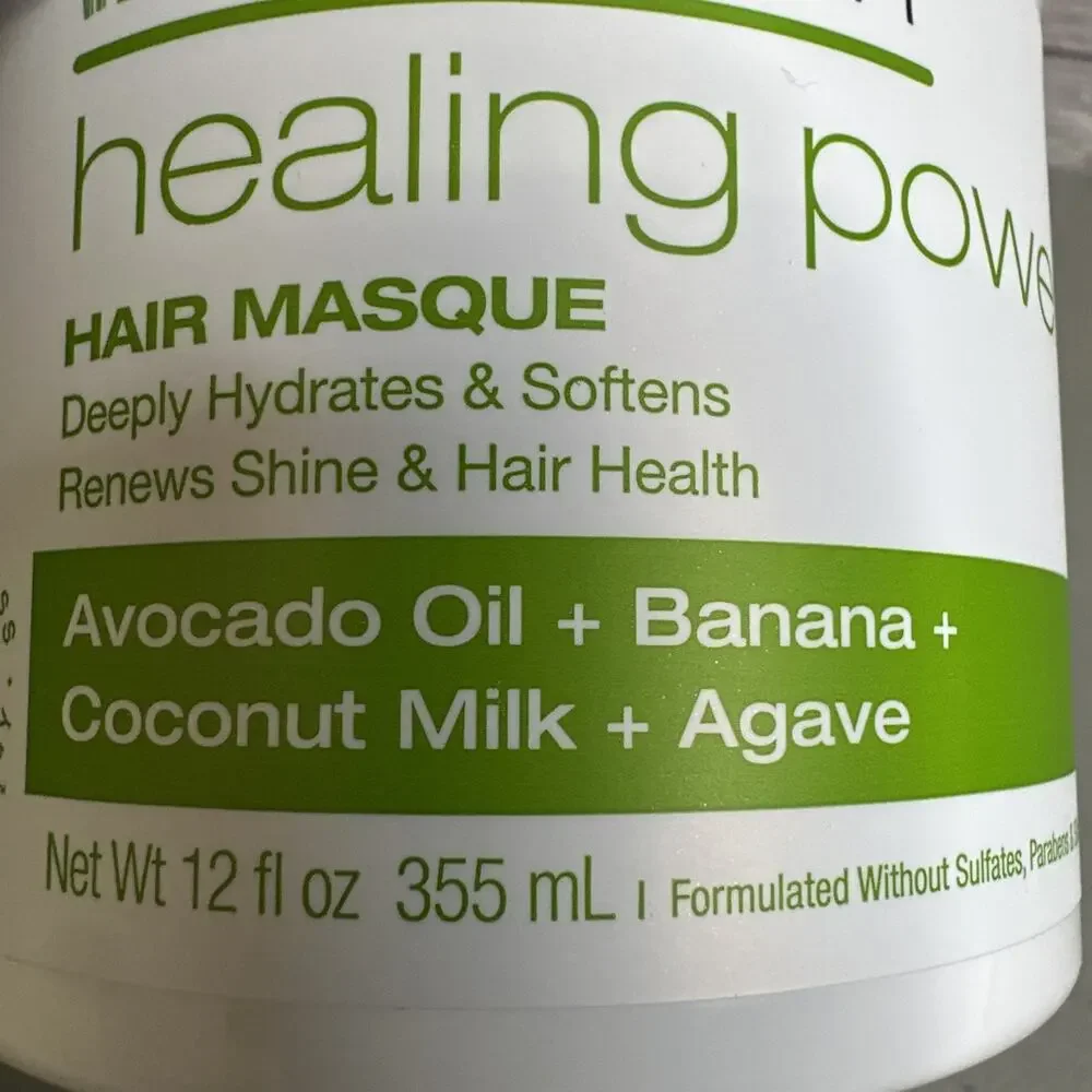 RAW SUGAR Healing Power Hair Masque Avocado Oil Agave Coconut 12 oz New